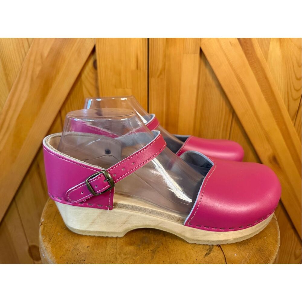 Sven Original Clog Sandals EUR 43 Womens Size 11.5-12 Pink Leather Wood
